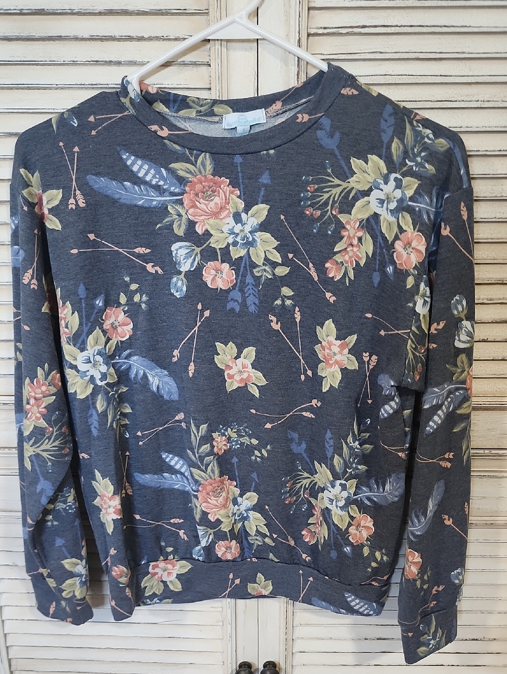 Envision Studio Blue Floral Shirt with Peach & Blue Blooms